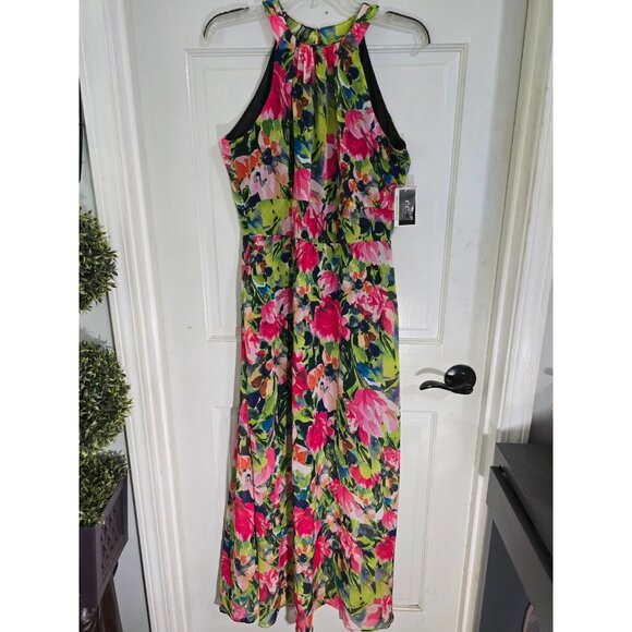 ECI New York Womens Multicolor Floral Halter Maxi Dress Sleeveless Size 4 NWT - Picture 3 of 11